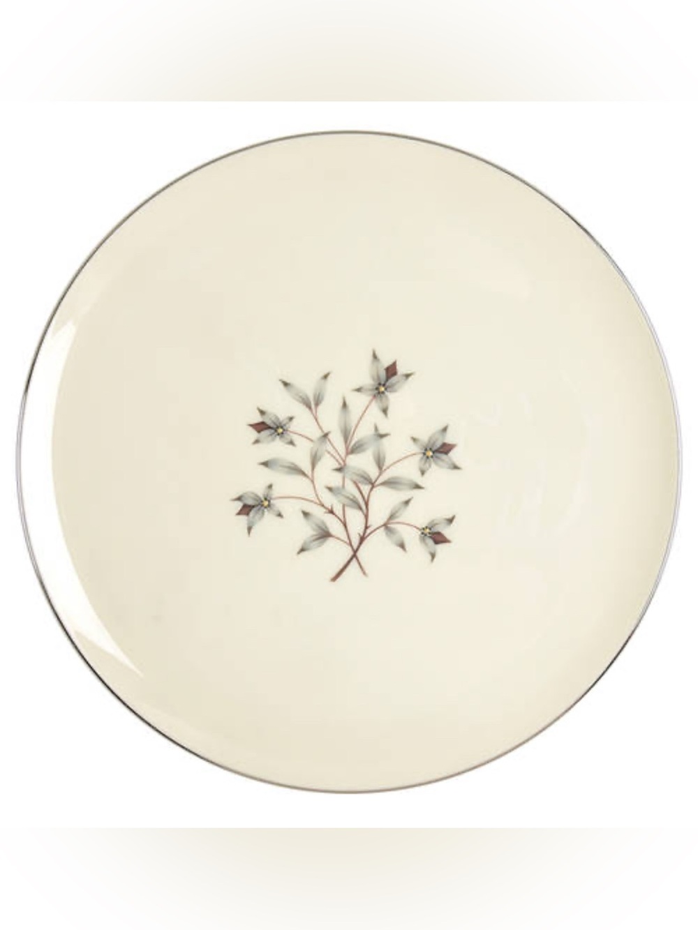 Lenox Princess Floral Dinner Plate Gray & Tan Botanical Floral Center, Platinum